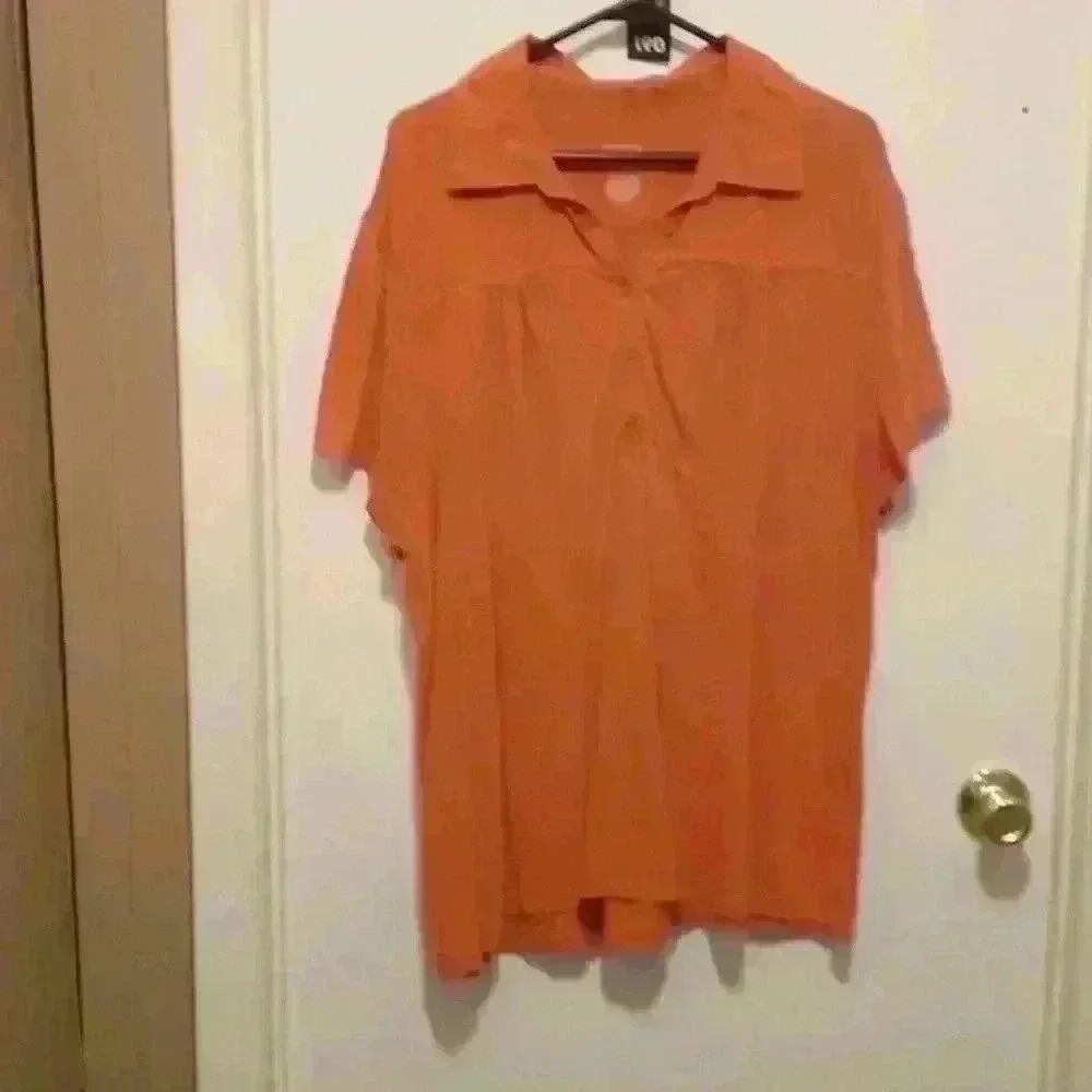 Merona Burn Orange Short Sleeve Pull Over Top - Size 20W-22W